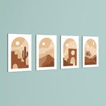 Boho Desert Arch Landscape 4 Pieces Kids Metal Wall Art.