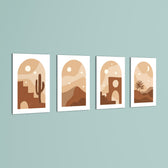 Boho Desert Arch Landscape 4 Pieces Kids Metal Wall Art.