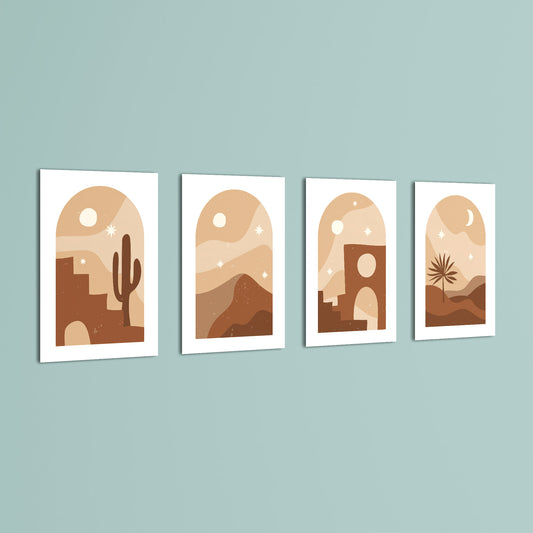 Boho Desert Arch Landscape 4 Pieces Kids Metal Wall Art.