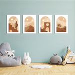 Boho Desert Arch Landscape 4 Pieces Kids Metal Wall Art.