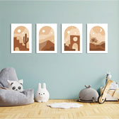 Boho Desert Arch Landscape 4 Pieces Kids Metal Wall Art.