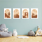 Boho Desert Arch Landscape 4 Pieces Kids Metal Wall Art.