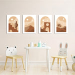 Boho Desert Arch Landscape 4 Pieces Kids Metal Wall Art.