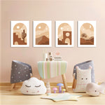 Boho Desert Arch Landscape 4 Pieces Kids Metal Wall Art.