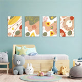 Earthy Abstract Organic Shapes 4 Pieces Kids Metal Wall Art.