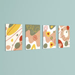 Earthy Abstract Organic Shapes 4 Pieces Kids Metal Wall Art.