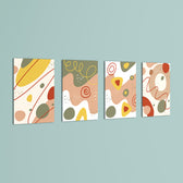 Earthy Abstract Organic Shapes 4 Pieces Kids Metal Wall Art.