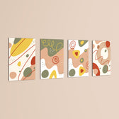 Earthy Abstract Organic Shapes 4 Pieces Kids Metal Wall Art.