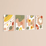 Earthy Abstract Organic Shapes 4 Pieces Kids Metal Wall Art.