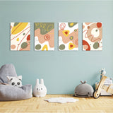 Earthy Abstract Organic Shapes 4 Pieces Kids Metal Wall Art.