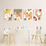 Earthy Abstract Organic Shapes 4 Pieces Kids Metal Wall Art.