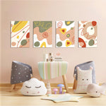 Earthy Abstract Organic Shapes 4 Pieces Kids Metal Wall Art.