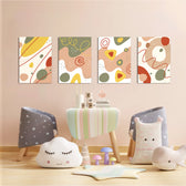 Earthy Abstract Organic Shapes 4 Pieces Kids Metal Wall Art.