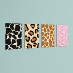 Animal Print Cow Leopard Giraffe 4 Pieces Kids Metal Wall Art.