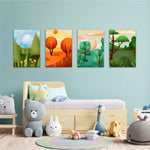 Four Seasons Forest 4 Pieces Kids Metal Wall Art.