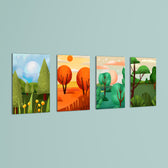 Four Seasons Forest 4 Pieces Kids Metal Wall Art.