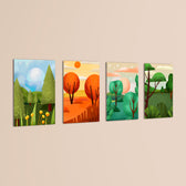 Four Seasons Forest 4 Pieces Kids Metal Wall Art.