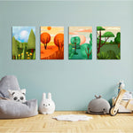 Four Seasons Forest 4 Pieces Kids Metal Wall Art.