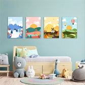 Four Seasons Storybook Landscape 4 Pieces Kids Metal Wall Art.