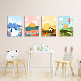 Four Seasons Storybook Landscape 4 Pieces Kids Metal Wall Art.