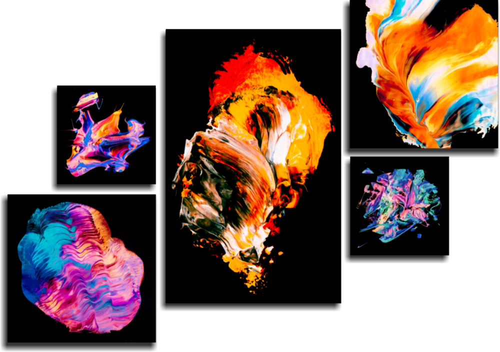 Dance of Colors Combined Glass Wall Art