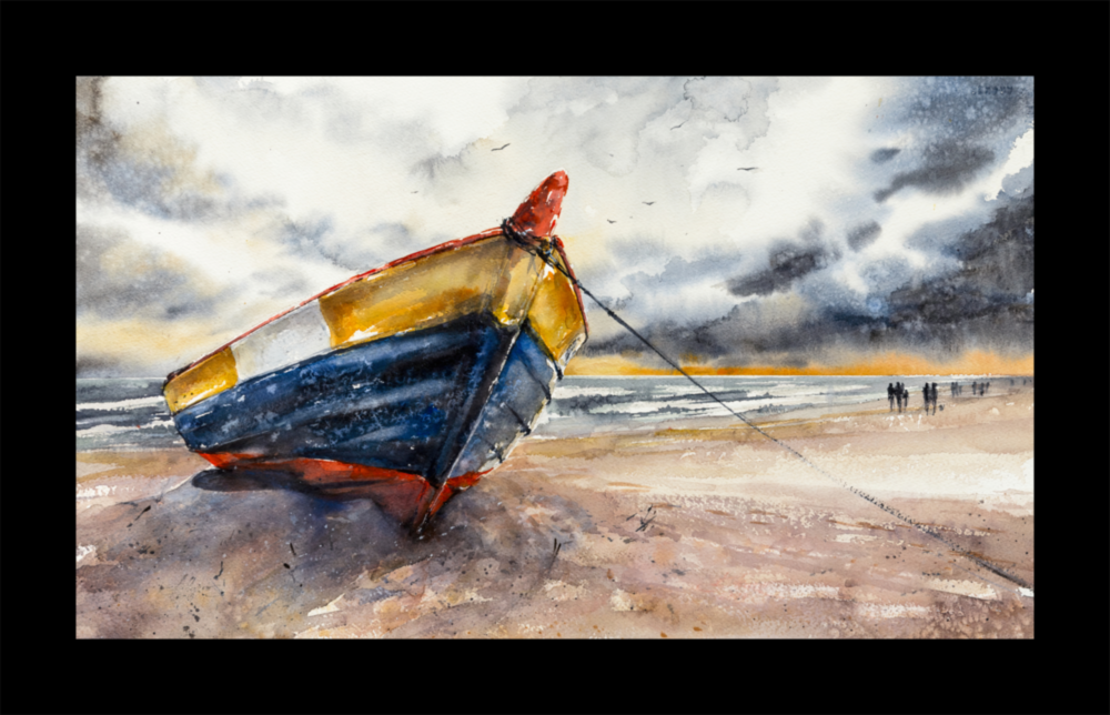 Lonely Kayak Glass Wall Art