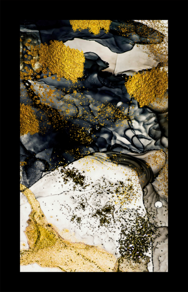Gold Powder Graphite Glass Wall Art