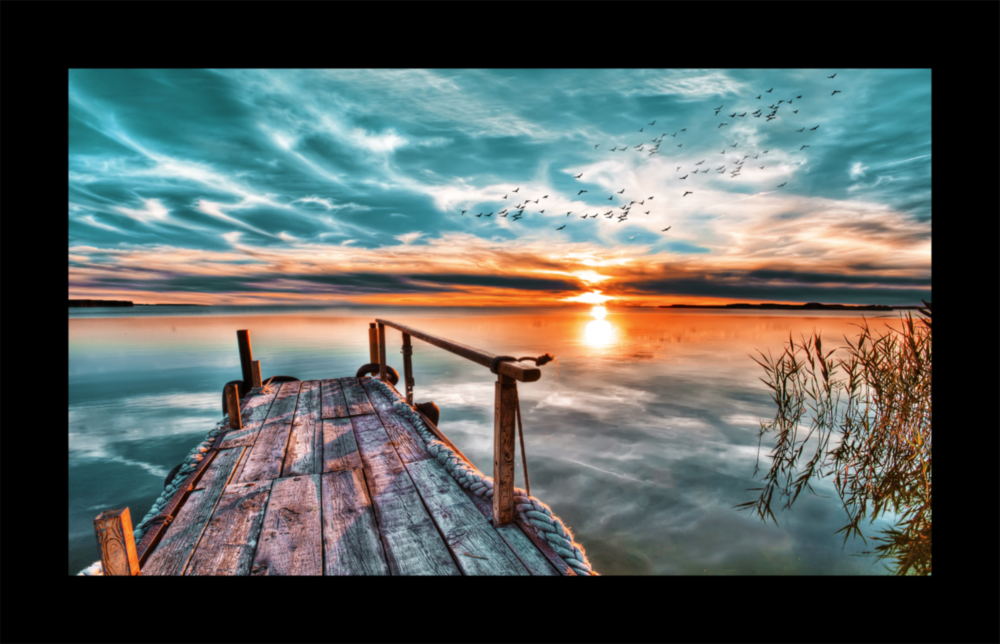 Sunset on the Dock Glass Wall Art