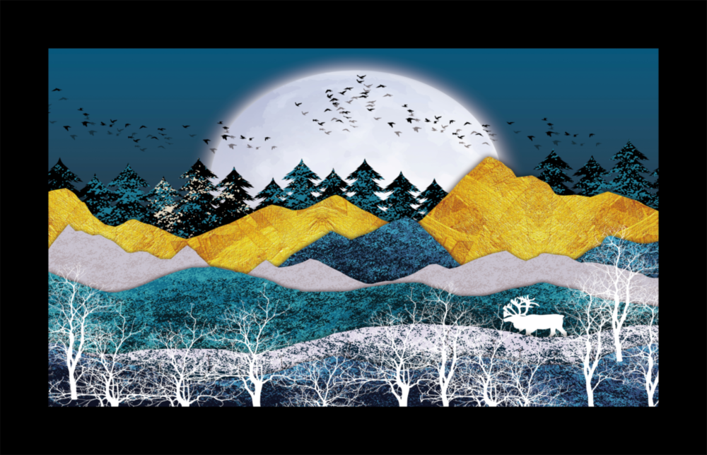 Golden Mountains Glass Wall Art