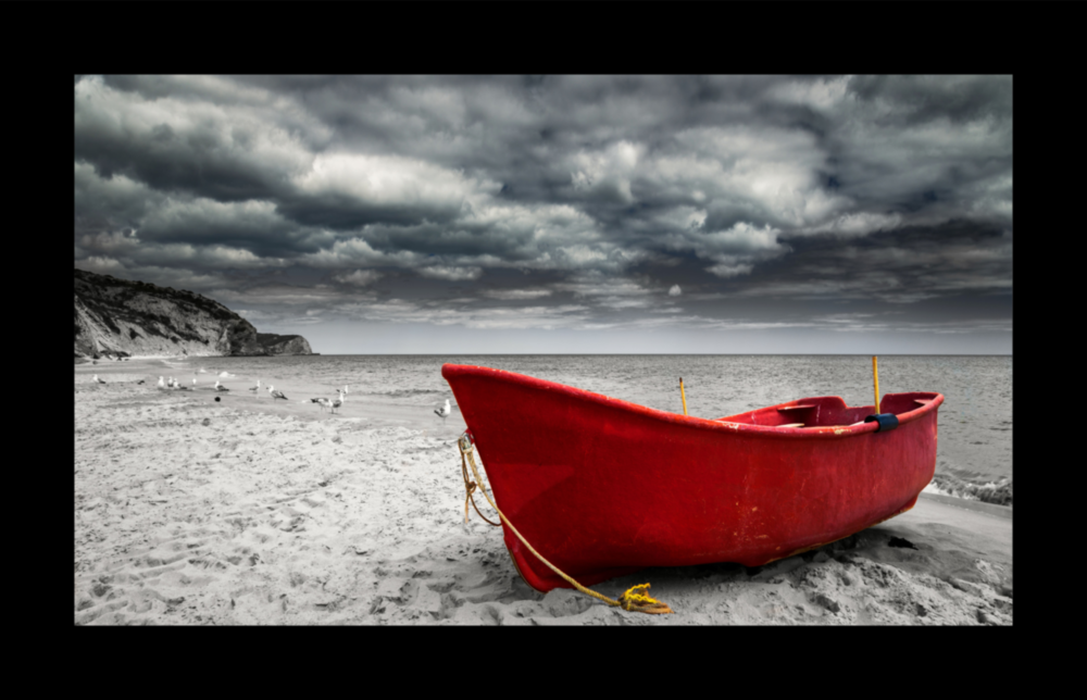 Red Boat Glass Wall Art
