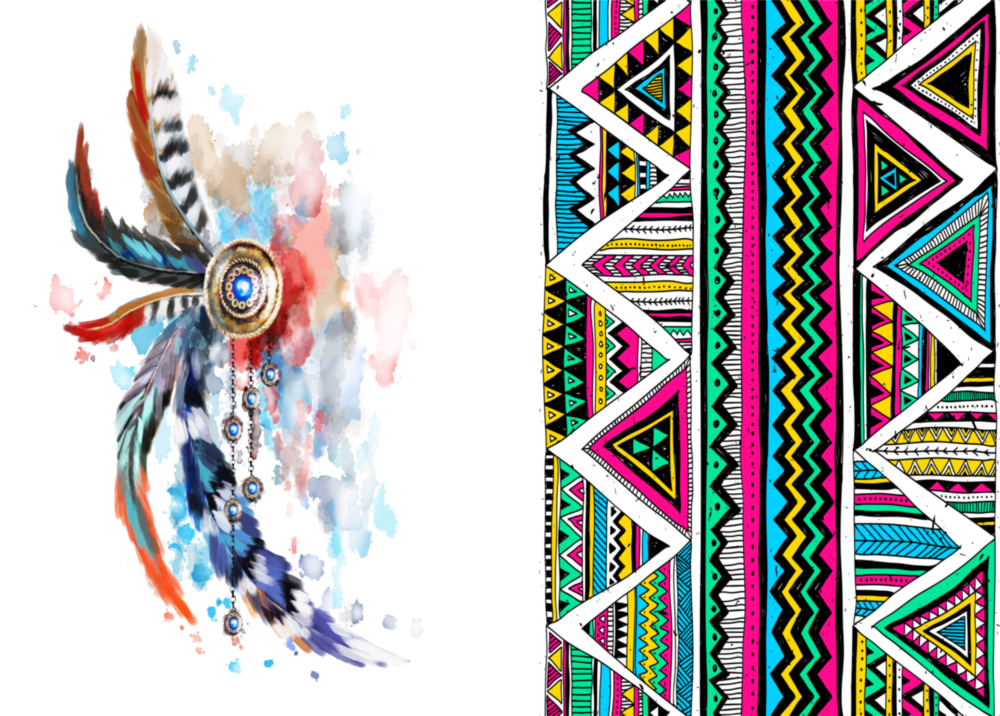 Indian Style 2 Pieces Combine Glass Wall Art
