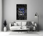 Push Your Limit glass print styled in a contemporary office or man cave