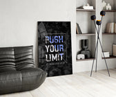 Push Your Limit panel anchoring the wall of a CrossFit or fitness corner