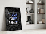 Push Your Limit artwork as a daily reminder above a desk setup