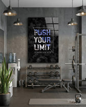 Push Your Limit Glass Wall Art - Lifestyle preview in a designer interior