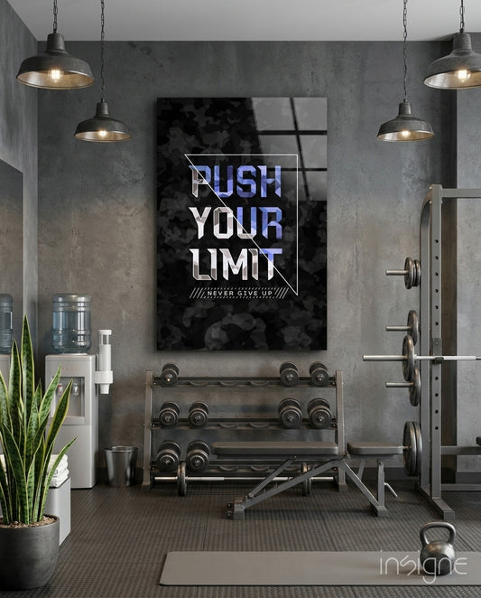 Push Your Limit Glass Wall Art - Lifestyle preview in a designer interior