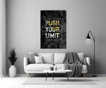 Push Your Limit glass print styled in a luxury man cave or lounge