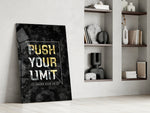 Push Your Limit artwork in a contemporary training room with warm light