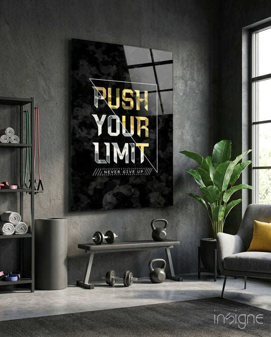 Push Your Limit Glass Wall Art - Lifestyle preview in a designer interior