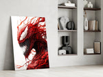 Symbiote portrait artwork against a moody dark-painted wall