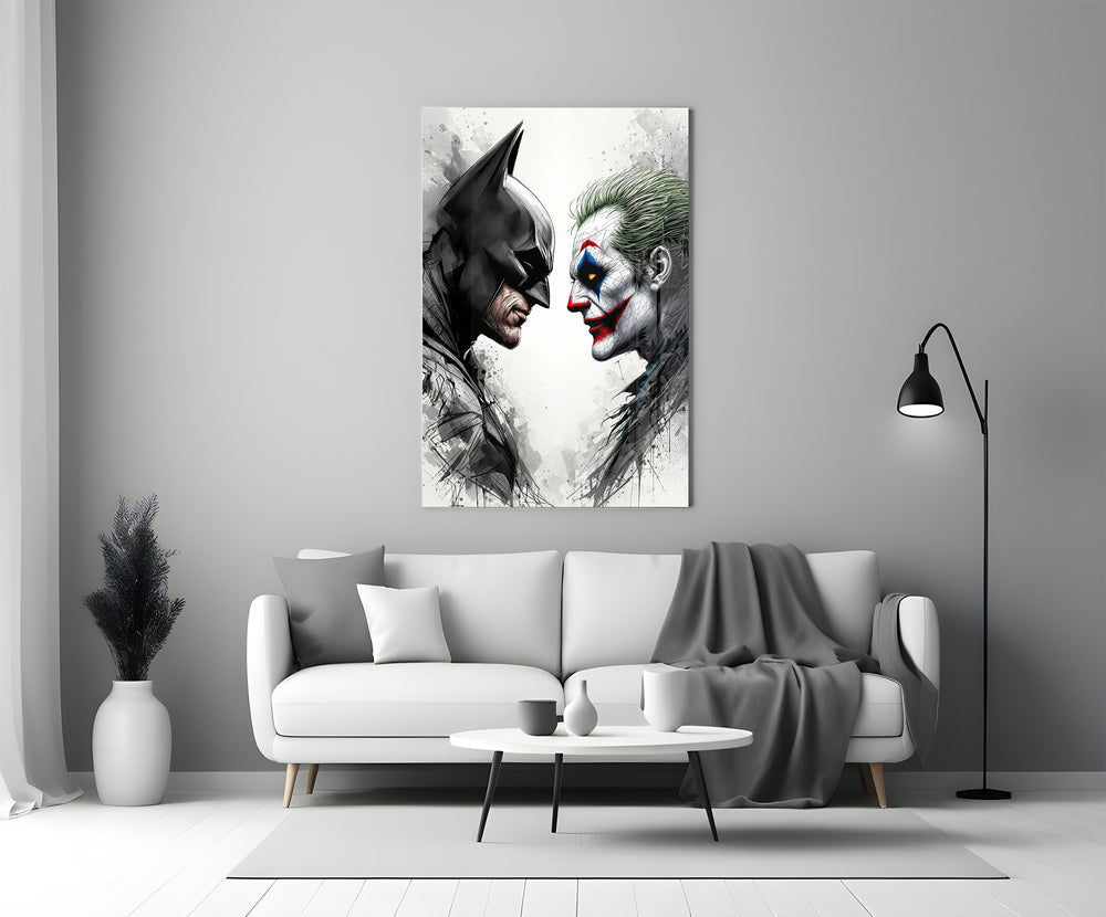 DC face-off glass print bringing graphic-novel edge to a man cave