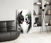 Batman and Joker panel against a moody dark-painted accent wall