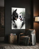 Batman vs. Joker Glass Wall Art - Lifestyle preview in a designer interior