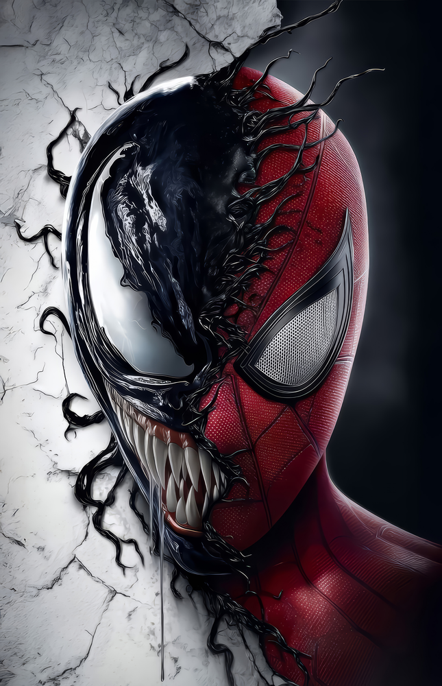 Venom Spider-Man Split Face Glass Wall Art
