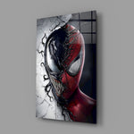 Marvel split-portrait panel anchoring a teen's bedroom wall