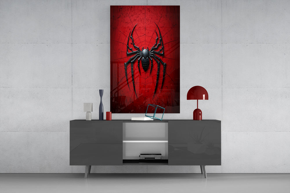 Spider Web glass wall art catching light to reveal its sculptural relief