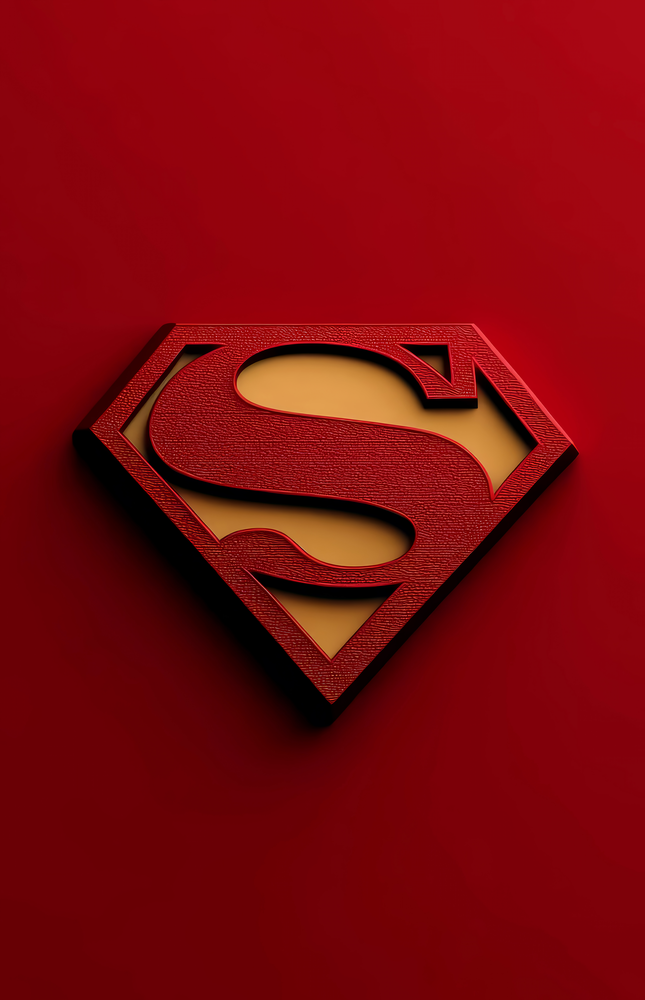Superman Logo on Red Glass Wall Art