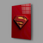 Sculptural hero-emblem panel anchoring a teen's bedroom wall