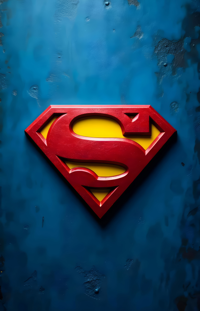 Superman Logo on Dark Glass Wall Art