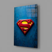 Sculptural hero-emblem panel anchoring a teen's bedroom wall